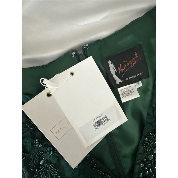 NWT Mac Duggal [ 2 ] 11215 Floral Embellished Long Sleeve ALine Gown Green J2059 - Picture 16 of 16